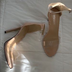 Strappy clear and blush sandals